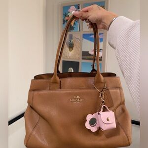 Coach Caramel Pebbled Leather Tote Bag + Zip Wallet